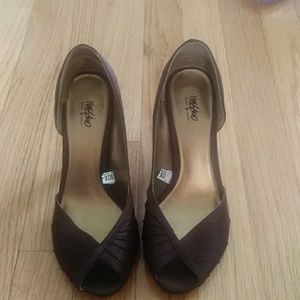 Brown satin shoes